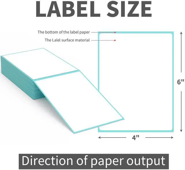 Alt view image 2 of 7 - Fanfold 4 x 6 Direct Thermal Labels with Blue Background Paper Perforated Shipping Labels for Thermal Printers, 100 Label per Stack, 1 Stack