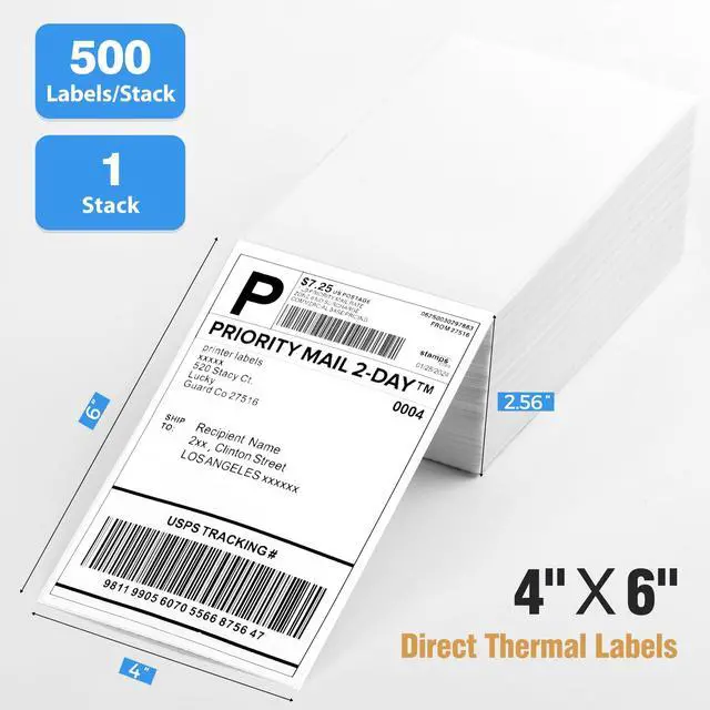 Alt view image 2 of 7 - 4x6 Thermal Labels Fanfold 500-Pack Crisp Prints Thermal Shipping Labels 4x6 Commercial Grade Thermal Printer Paper with Perforated, 1 Stack