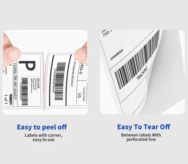 Alt view image 2 of 6 - 4" x 6" Fanfold Direct Thermal Labels, 500 Per Stack, White Perforated Shipping Labels Compatible with Zebra, Elton Printers(1 Stack)