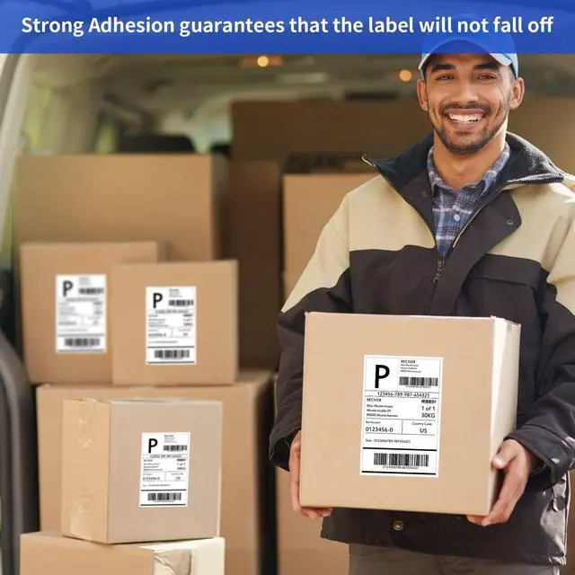 Alt view image 6 of 6 - 4" x 6" Fanfold Direct Thermal Labels, 500 Per Stack, White Perforated Shipping Labels Compatible with Zebra, Elton Printers(1 Stack)