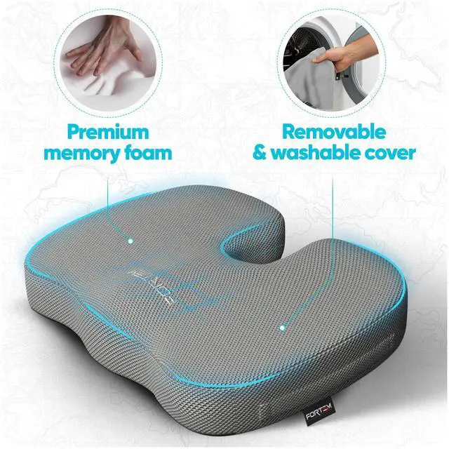 Alt view image 3 of 7 - Seat Cushion, Office Chair Cushion, Memory Foam Car Seat Cushions, Sciatica Coccyx Tailbone Pain Relief, Chair Cushions for Back Support, Sitting Pad for Gaming, Washable Cover, Non Slip