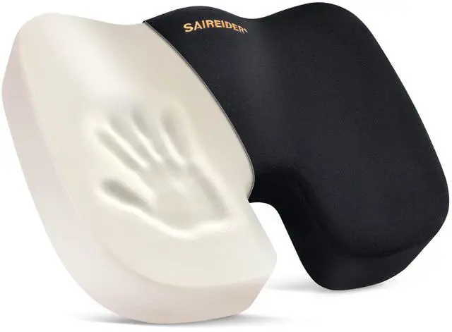 Main image of Office Chair Cushion, Car Seat Cushion, Memory Foam Coccyx Cushion Pads for Tailbone Pain, Sciatica Relief Pillow, Correct Sitting Posture (Black)