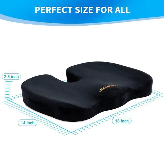 Alt view image 6 of 7 - Office Chair Cushion, Car Seat Cushion, Memory Foam Coccyx Cushion Pads for Tailbone Pain, Sciatica Relief Pillow, Correct Sitting Posture (Black)