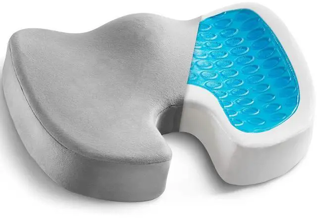 Main image of Gel Seat Cushion for Long Sitting - Memory Foam Chair Pillow for Sciatica Pain Relief - Orthopedic Gel & Memory Foam Coccyx Ppad for Tailbone Sick - Office Chair Cushion for Back Pain Grey