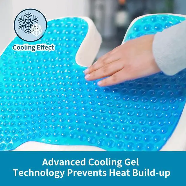Alt view image 2 of 7 - Gel Seat Cushion for Long Sitting - Memory Foam Chair Pillow for Sciatica Pain Relief - Orthopedic Gel & Memory Foam Coccyx Ppad for Tailbone Sick - Office Chair Cushion for Back Pain Grey