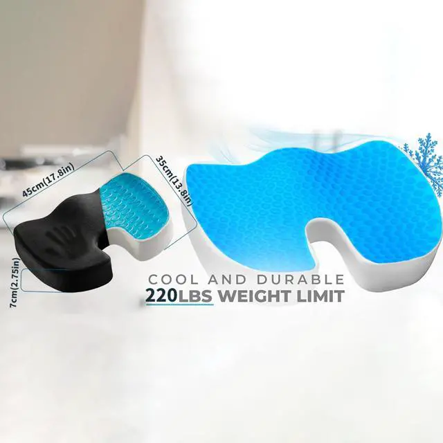 Alt view image 6 of 7 - Gel Seat Cushion for Long Sitting - Memory Foam Chair Pillow for Sciatica Pain Relief - Orthopedic Gel & Memory Foam Coccyx Ppad for Tailbone Sick - Office Chair Cushion for Back Pain Grey