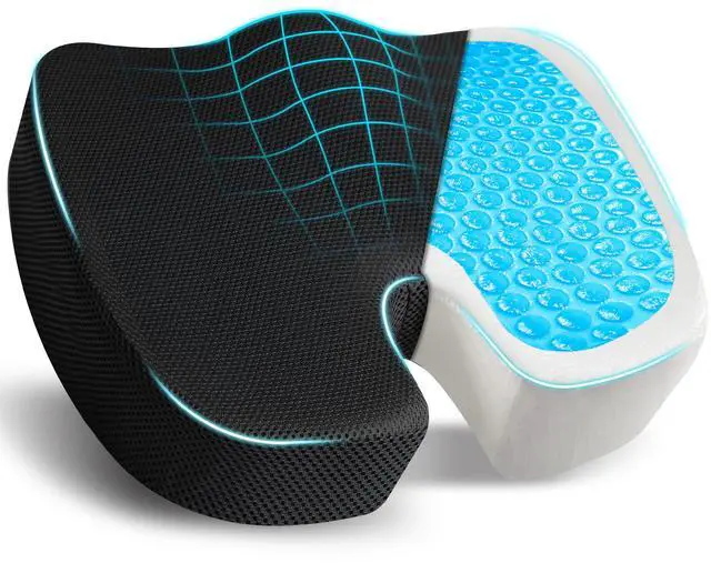 Main image of Gel Seat Cushion Office Chair Cushions for Sciatica & Tailbone Pain Relief Coccyx Memory Foam Desk Chair Support & Car Seat Cushion Back Pain Relief Pillow for Long Sitting