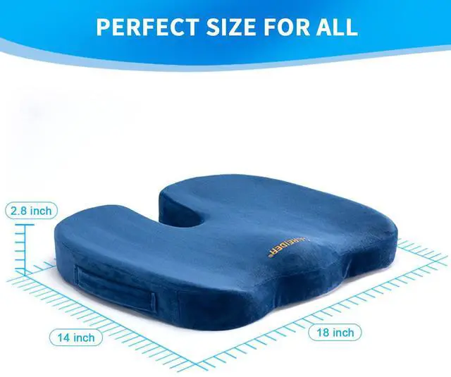 Alt view image 6 of 7 - Chair Cushions for Office, Memory Foam Coccyx Cushion Pads for Tailbone Pain, Car Seat Cushion, Sciatica Relief Pillow, Correct Sitting Posture (Navy Blue)