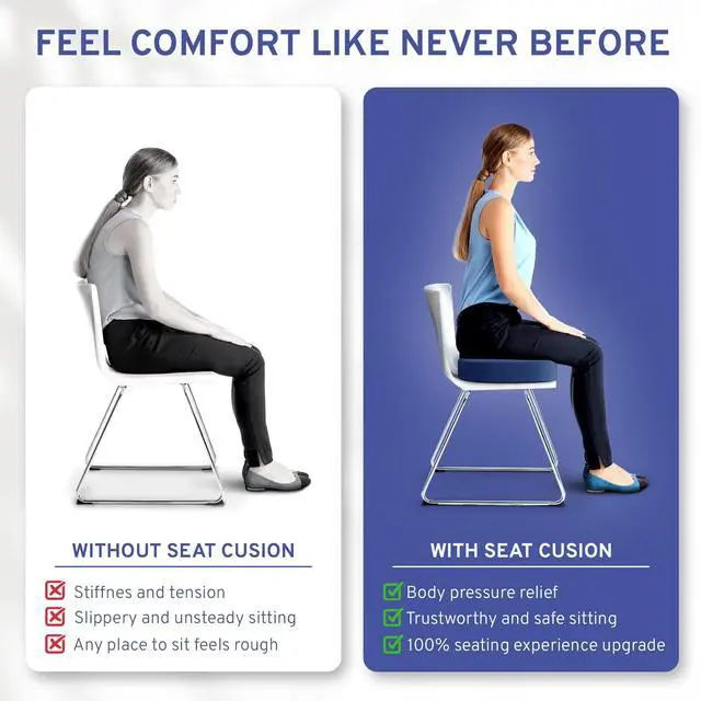 Alt view image 4 of 7 - Memory Foam Seat Cushion - Tailbone Pain Relief Cushion, Non-Slip Sciatica Pain Relief Pillow - Cushion for Office Chair, Car, Wheelchair, Computer, Desk Chair - Coccyx, Lower Back Support (Navy)