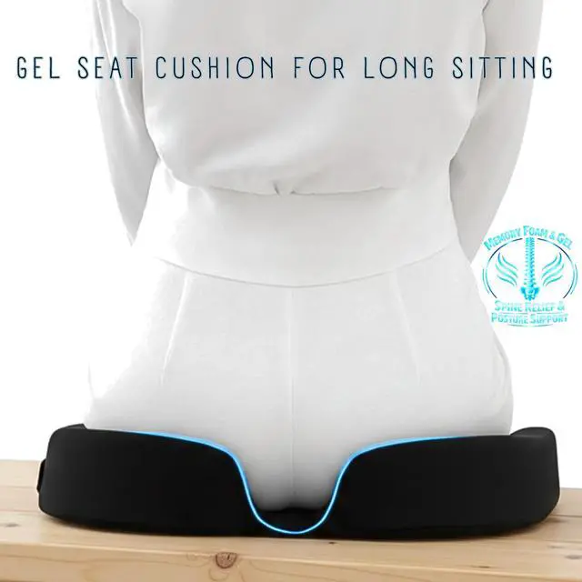 Alt view image 3 of 7 - Seat Cushion For Tailbone Pain Relief Ergonomic Gel Memory Foam Pad for Sciatica & Lower Back Support, Perfect for Office, Car, Truck, Gamer, Airplane, Wheelchair & Home, Bonus Pill Case Included