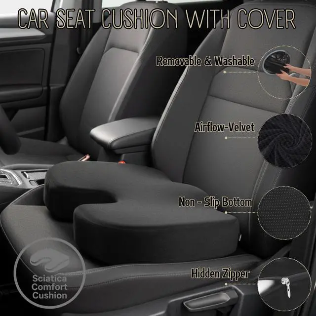 Alt view image 5 of 7 - Seat Cushion For Tailbone Pain Relief Ergonomic Gel Memory Foam Pad for Sciatica & Lower Back Support, Perfect for Office, Car, Truck, Gamer, Airplane, Wheelchair & Home, Bonus Pill Case Included