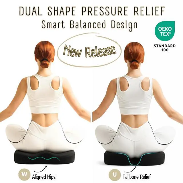 Alt view image 7 of 7 - Seat Cushion For Tailbone Pain Relief Ergonomic Gel Memory Foam Pad for Sciatica & Lower Back Support, Perfect for Office, Car, Truck, Gamer, Airplane, Wheelchair & Home, Bonus Pill Case Included