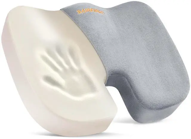 Main image of Seat Cushions for Office Chairs, Memory Foam Coccyx Cushion Pads for Tailbone Pain, Sciatica Relief Pillow, Car Seat Cushion, Correct Sitting Posture (Grey)