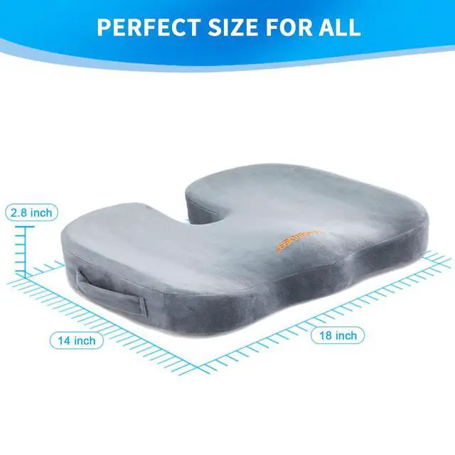 Alt view image 6 of 7 - Seat Cushions for Office Chairs, Memory Foam Coccyx Cushion Pads for Tailbone Pain, Sciatica Relief Pillow, Car Seat Cushion, Correct Sitting Posture (Grey)