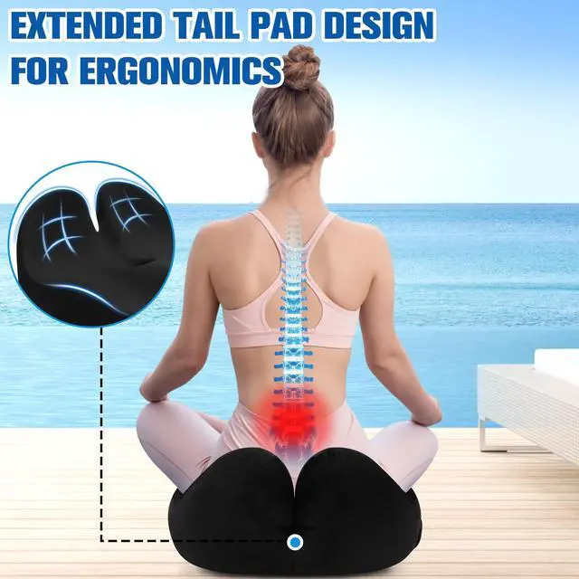 Alt view image 4 of 7 - Seat Cushion, Chair Cushions for Office Chairs/Desk Seats/Wheelchair - Hip&Sciatica&Tailbone Pain Relief Memory Foam Office Chair Cushion for Long Sitting Office Workers, Black