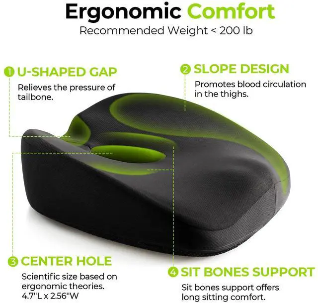 Alt view image 3 of 7 - Innovative Donut Pillow Hemorrhoids Scientific Center Hole and Tailbone Cutout, Orthopedic Pain Relief Donut Seat Cushion for Coccyx, Sciatica, Postpartum Pregnancy, After Surgery Sitting Relief