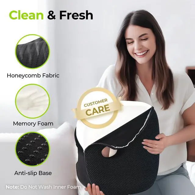 Alt view image 7 of 7 - Innovative Donut Pillow Hemorrhoids Scientific Center Hole and Tailbone Cutout, Orthopedic Pain Relief Donut Seat Cushion for Coccyx, Sciatica, Postpartum Pregnancy, After Surgery Sitting Relief