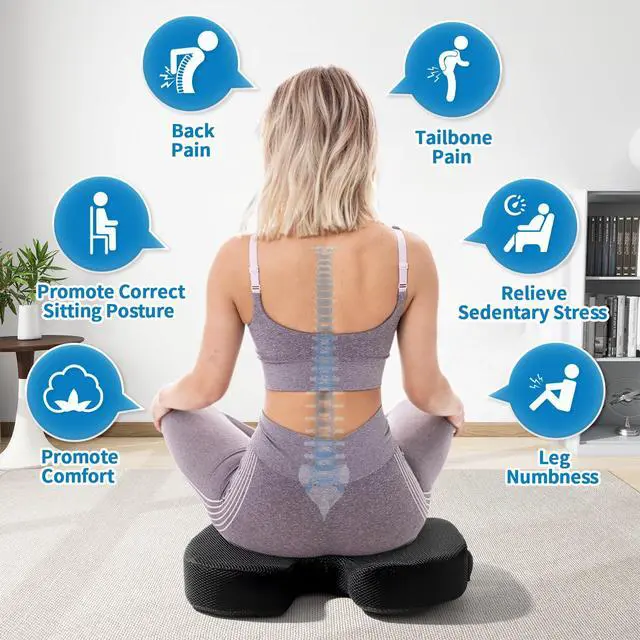 Alt view image 2 of 7 - Memory Foam Seat Cushion for Office Chair & Car - Ergonomic Tailbone & Sciatica Pain Relief Pad - Non-Slip Desk Chair Cushion for Long Sitting, Breathable Mesh Pad for Posture Support (Black)