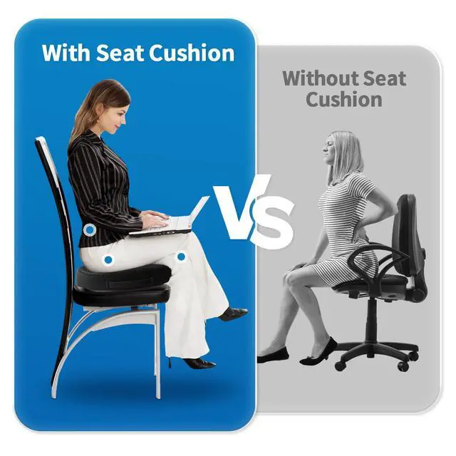 Alt view image 6 of 7 - Memory Foam Seat Cushion for Office Chair & Car - Ergonomic Tailbone & Sciatica Pain Relief Pad - Non-Slip Desk Chair Cushion for Long Sitting, Breathable Mesh Pad for Posture Support (Black)