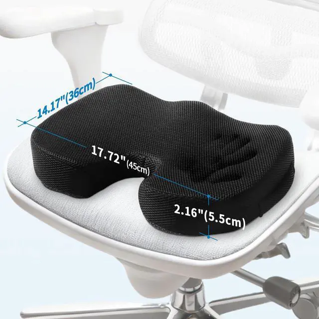 Alt view image 5 of 7 - Memory Foam Seat Cushion for Office Chair & Car - Ergonomic Tailbone & Sciatica Pain Relief Pad - Non-Slip Desk Chair Cushion for Long Sitting, Breathable Mesh Pad for Posture Support (Black)