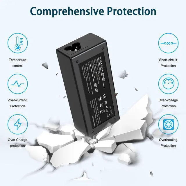 Alt view image 3 of 7 - 65W USB C Laptop Charger Compatible with Hp Lenovo Thinkpad/Yoga,Dell Chromebook 3100,Latitude 5420,Asus,Samsung,Acer,Google Series Type C Power Cord