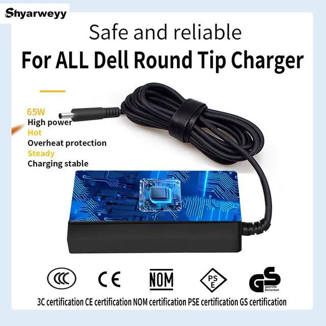 Alt view image 7 of 7 - 65W 45W Computer Charger for Dell Round Connector Tip 4.5mm and 7.4mm