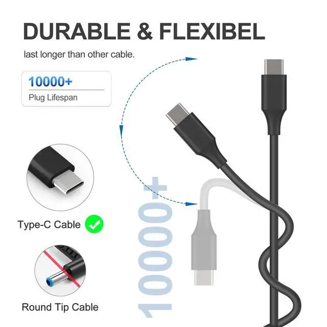 Alt view image 5 of 7 - Replacement 65W USB C Laptop Charger Compatible with HP Chromebook and All 65W USB Type C Power Adapter