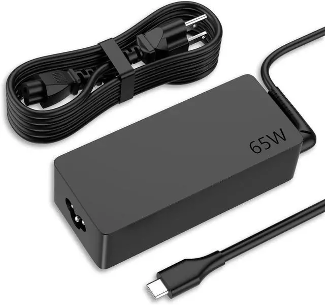Main image of 65W USB C Laptop Charger Compatible with ThinkPad T14s T14 T15 T16 E14 E15 X1 Carbon Yoga 7 7i 9i, 9FT Type C Power Cord Replacement for Chromebook Charger & Fast Standard AC Adapter