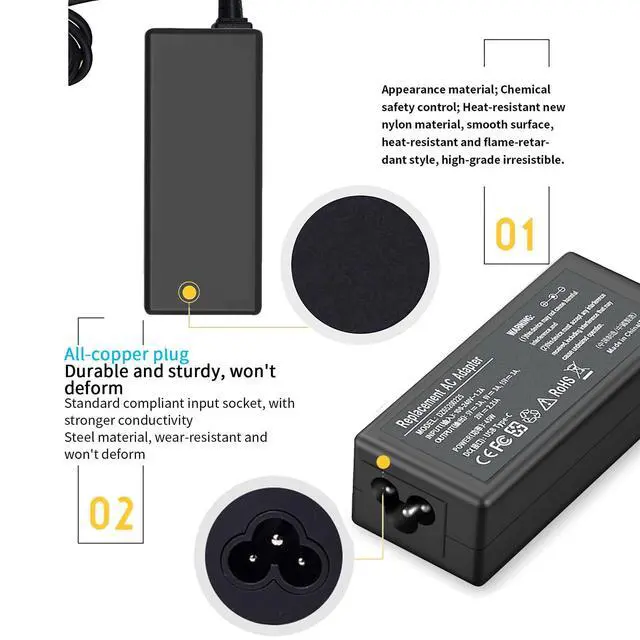 Alt view image 6 of 7 - 45 Watt USB C Chromebook Charger for Lenovo Yoga 7i, for thinkpad t14,Elite x2,Probook Charger,for xps 13,for Latitude 5420,Chromebook 3110,VT148,LA65NM190 lps,814838-002,ADLX65YDC2A