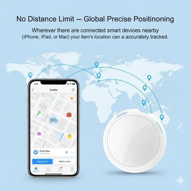 Alt view image 5 of 7 - No Subscription GPS Tracker for Vehicles Work with Find My (iOS Only) Real Time Global No Monthly Fee Mini Hidden Car Tracker Device Smart Locator Tracking Tags with Magnetic Case for Pets Luggage
