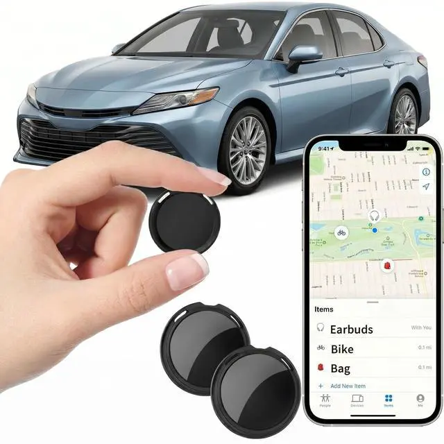 Main image of 2 Pack GPS Trackers for Vehicles Work with Find My (iOS Only) Real Time Car Tracker Tags Mini Hidden Car Location Tracking Device Global Waterproof No Monthly Fee or Subscription No SIM Card Required