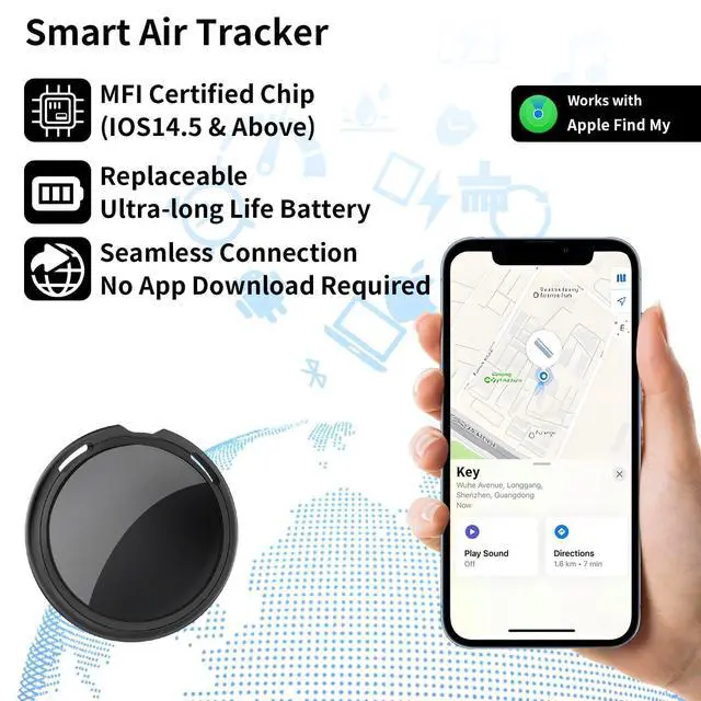 Alt view image 6 of 7 - GPS Tracker for Vehicles No Subscription Work with Find My(iOS Only) Magnetic Case Real Time Mini Item Finder Global Coverage Hidden Car Locator Tracking Device No Monthly Fee or SIM Card Required