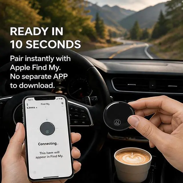 Alt view image 4 of 7 - GPS Tracker for VehiclesApple MFi Certified Real-Time Tracking, No Monthly Fee/No SIM CardWorks with iOS Find My | Mini Hidden Magnetic GPS Locator, IP68 Waterproof, Reliable Performance (Black)