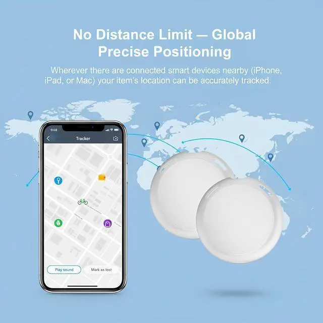 Alt view image 6 of 7 - 2 Pack GPS Tracker for Vehicles Works with Apple Find My (iOS Only) Portable Mini Tracking Device Hidden Item Finder Global Tracking No Monthly Fee/SIM Replaceable Battery for Car Keys Luggage Wallet