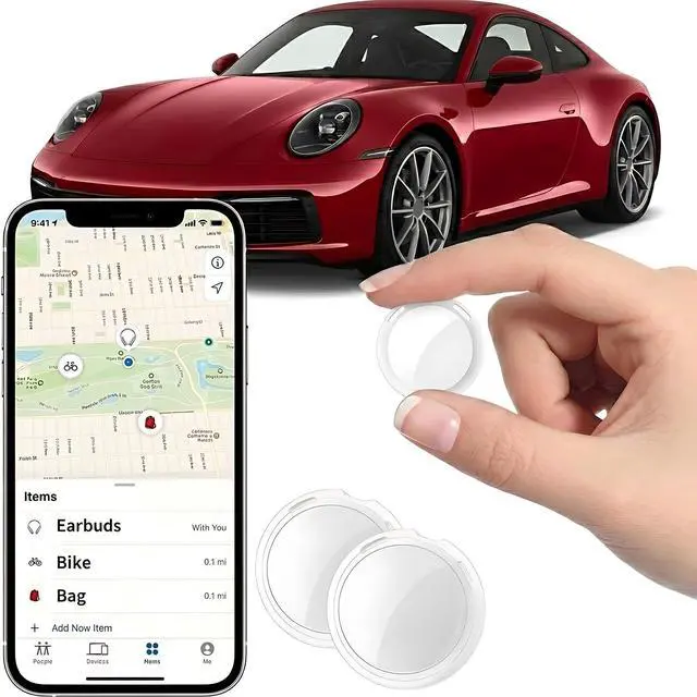 Main image of 2 Pack GPS Tracker for Vehicles Works with Apple Find My(iOS Only) Mini Real-Time Hidden Car Locator Tracker Tag Undetectable Tracking Device for Car Global Coverage No Monthly Fee or SIM Required