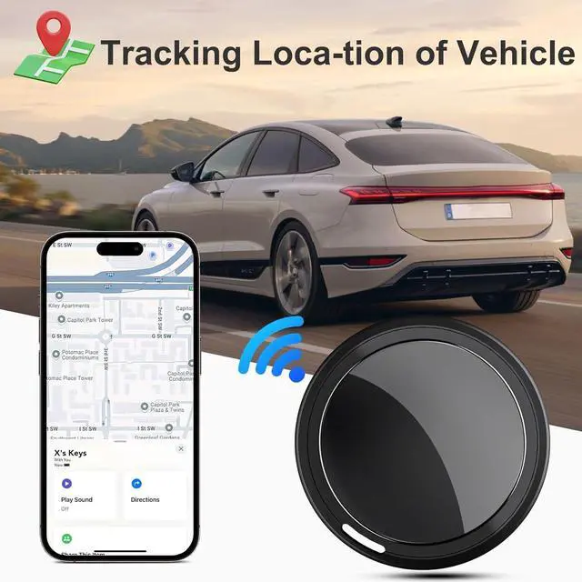 Alt view image 2 of 7 - Mini GPS Tracker for Vehicles, Tracking Device for Vehicles No Subscription(iOS ONLY), Real Time Portable Real Time Magnetic GPS Tracking Device Hidden No Monthly Fee for Car, Truck, Moto (Black)