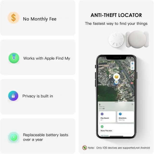 Alt view image 2 of 7 - GPS Tracker for Vehicles,Real Time GPS Tracker for Car Work with Apple Find My(iOS Only),No Monthly Fee Hidden Mini Tracker Device for Vehicles (White,1PCS)