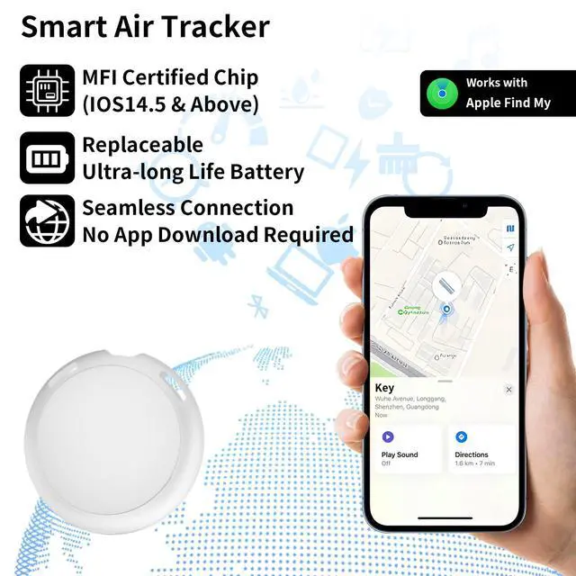Alt view image 3 of 7 - GPS Tracker for Vehicle Works with Find My (iOS Only) Hidden Mini Car Tracker with Magnetic Silicone Case Global Real-Time Item Location Finder Tracking Tag Device No Subscription No SIM Card Required