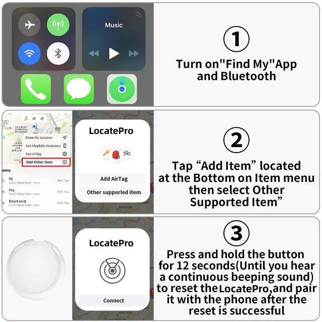 Alt view image 7 of 7 - GPS Tracker for Vehicle Works with Find My (iOS Only) Hidden Mini Car Tracker with Magnetic Silicone Case Global Real-Time Item Location Finder Tracking Tag Device No Subscription No SIM Card Required