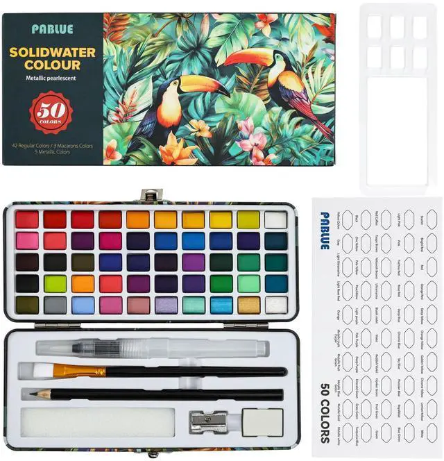 Main image of Watercolor Paint Set 50 Colors, Drawing Supplies, Amateur Hobbyists