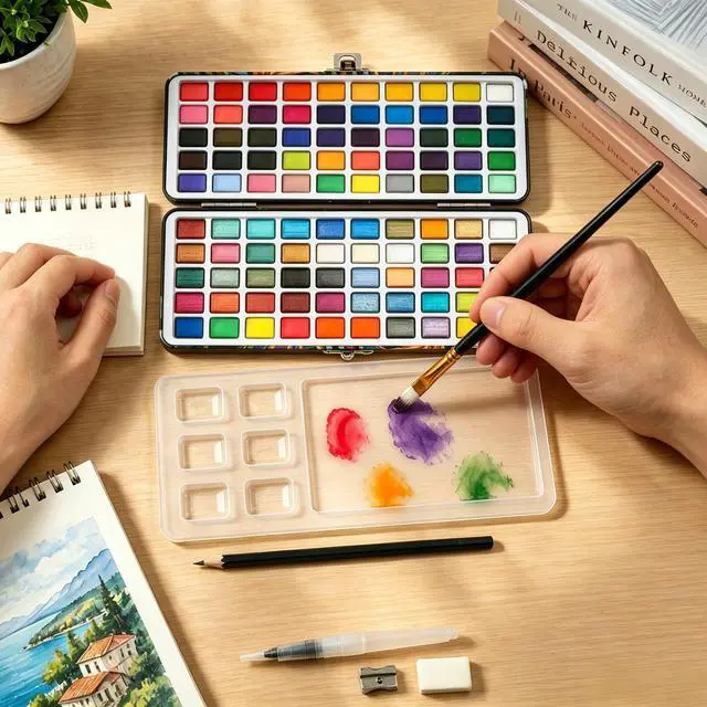 Alt view image 6 of 7 - Watercolor Paint Set 50 Colors, Drawing Supplies, Amateur Hobbyists