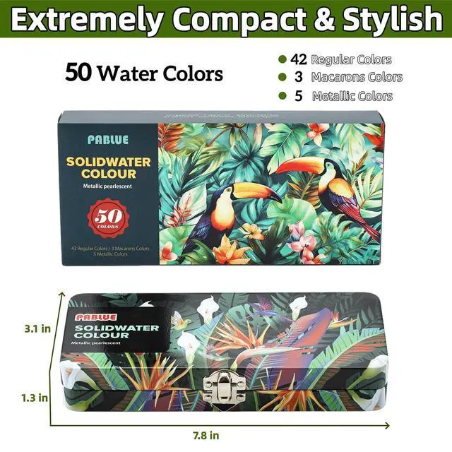 Alt view image 2 of 7 - Watercolor Paint Set 50 Colors, Drawing Supplies, Amateur Hobbyists