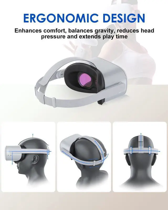 Alt view image 2 of 7 - Original Replacement Head Strap for Meta Quest 2,Head Strap for Oculus Quest 2,with 2 Pair Thumb Grip Caps, Strap for Meta Quest 2,Strap for Oculus Quest 2