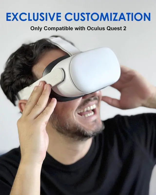 Alt view image 5 of 7 - Original Replacement Head Strap for Meta Quest 2,Head Strap for Oculus Quest 2,with 2 Pair Thumb Grip Caps, Strap for Meta Quest 2,Strap for Oculus Quest 2