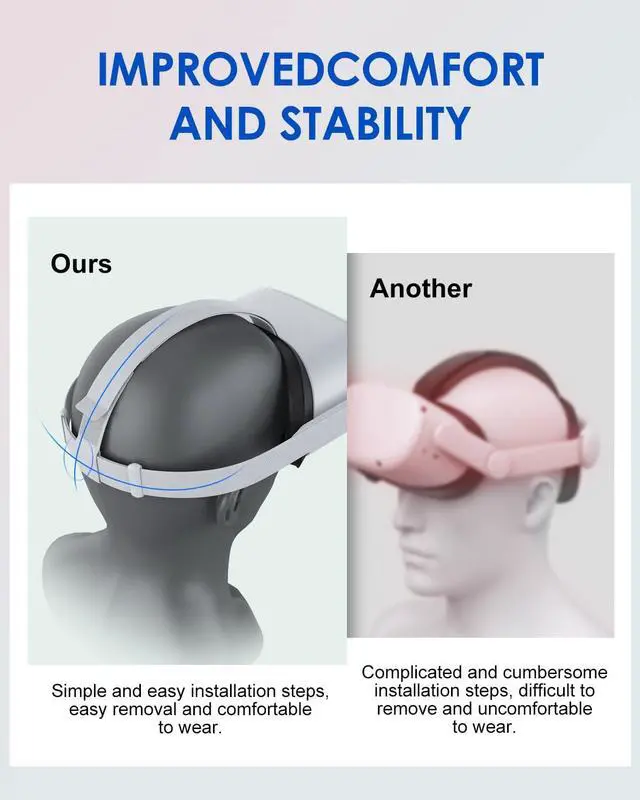 Alt view image 6 of 7 - Original Replacement Head Strap for Meta Quest 2,Head Strap for Oculus Quest 2,with 2 Pair Thumb Grip Caps, Strap for Meta Quest 2,Strap for Oculus Quest 2