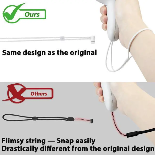 Alt view image 3 of 7 - 1Pair Hand Straps for Meta Quest 2 Controllers, Upgraded Durable & Secure Replacement VR Wrist Straps, Easy DIY Installation - White