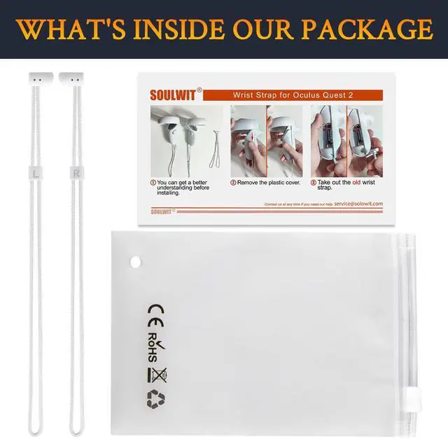 Alt view image 7 of 7 - 1Pair Hand Straps for Meta Quest 2 Controllers, Upgraded Durable & Secure Replacement VR Wrist Straps, Easy DIY Installation - White