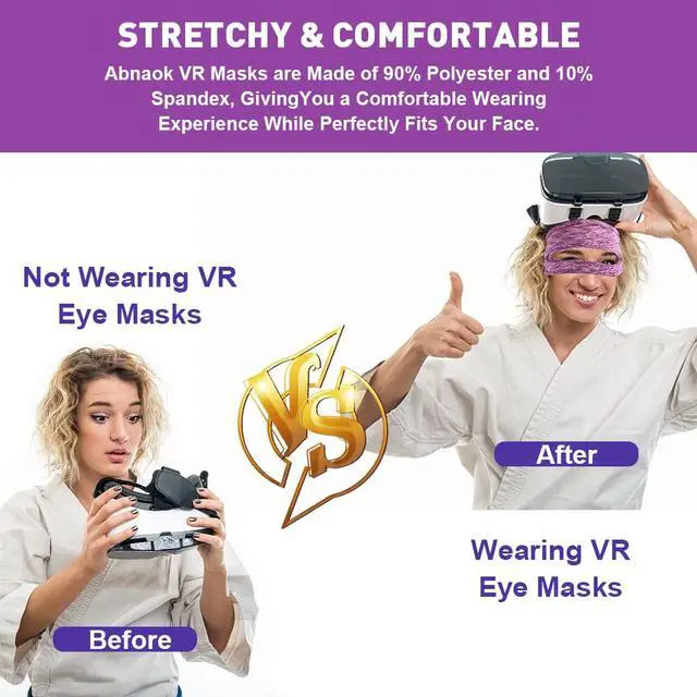 Alt view image 7 of 7 - 5 Pack VR Eye Mask, Adjustable Breathable VR Sweat Band for Oculus Quest 2, HTC Vive, PS, Gear, VR Workouts