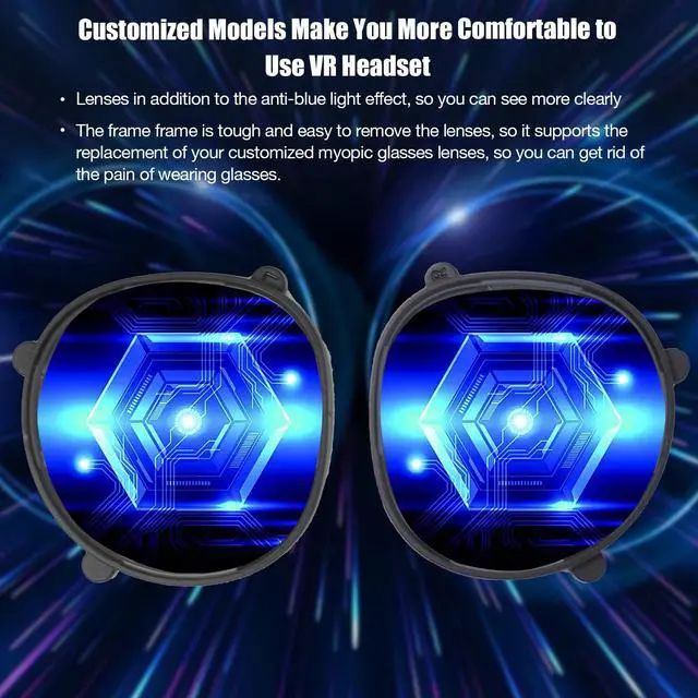 Alt view image 3 of 7 - VR Anti-Blue Light Glasses for Oculus Quest 2,Customized VR Accessories with Magnetic Alloy Frame and Blue Light-Blocking Lenses,Support The Replacement of Lenses to Suit Your Myopia