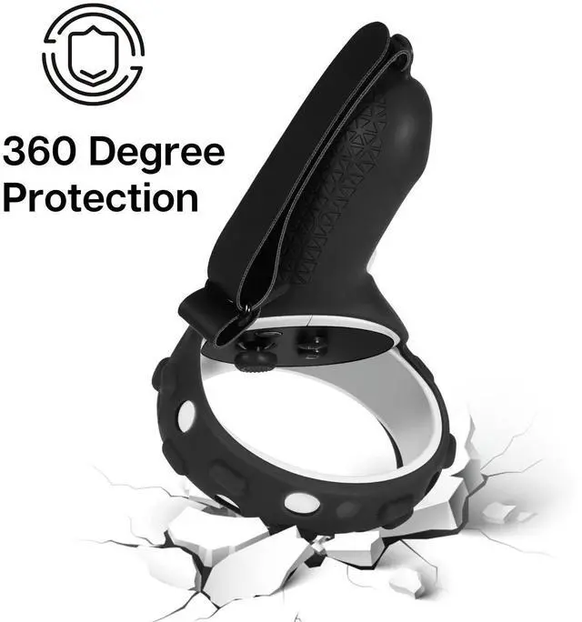 Alt view image 4 of 7 - Controller Grips Cover for Oculus Quest 2 / Meta Quest 2 Knuckle Strap VR Touch Controller Hand Grip Cover Protector Sleeve with Anti-Throw Adjustable Straps (Black)